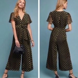 ASTR the Label Gold & Black Polka Dot Jumpsuit